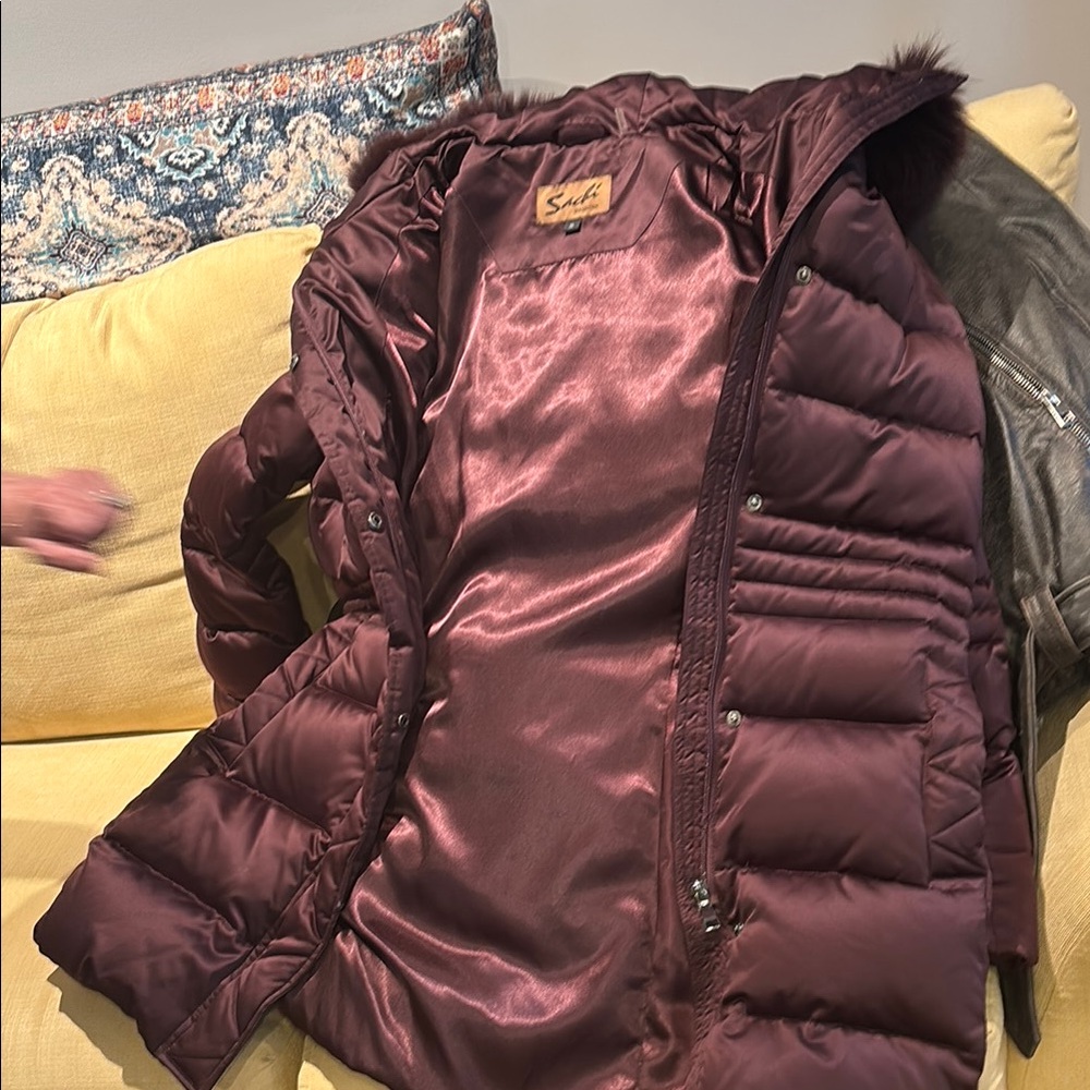 SACHI Maroon Puffer Jacket with Quilted